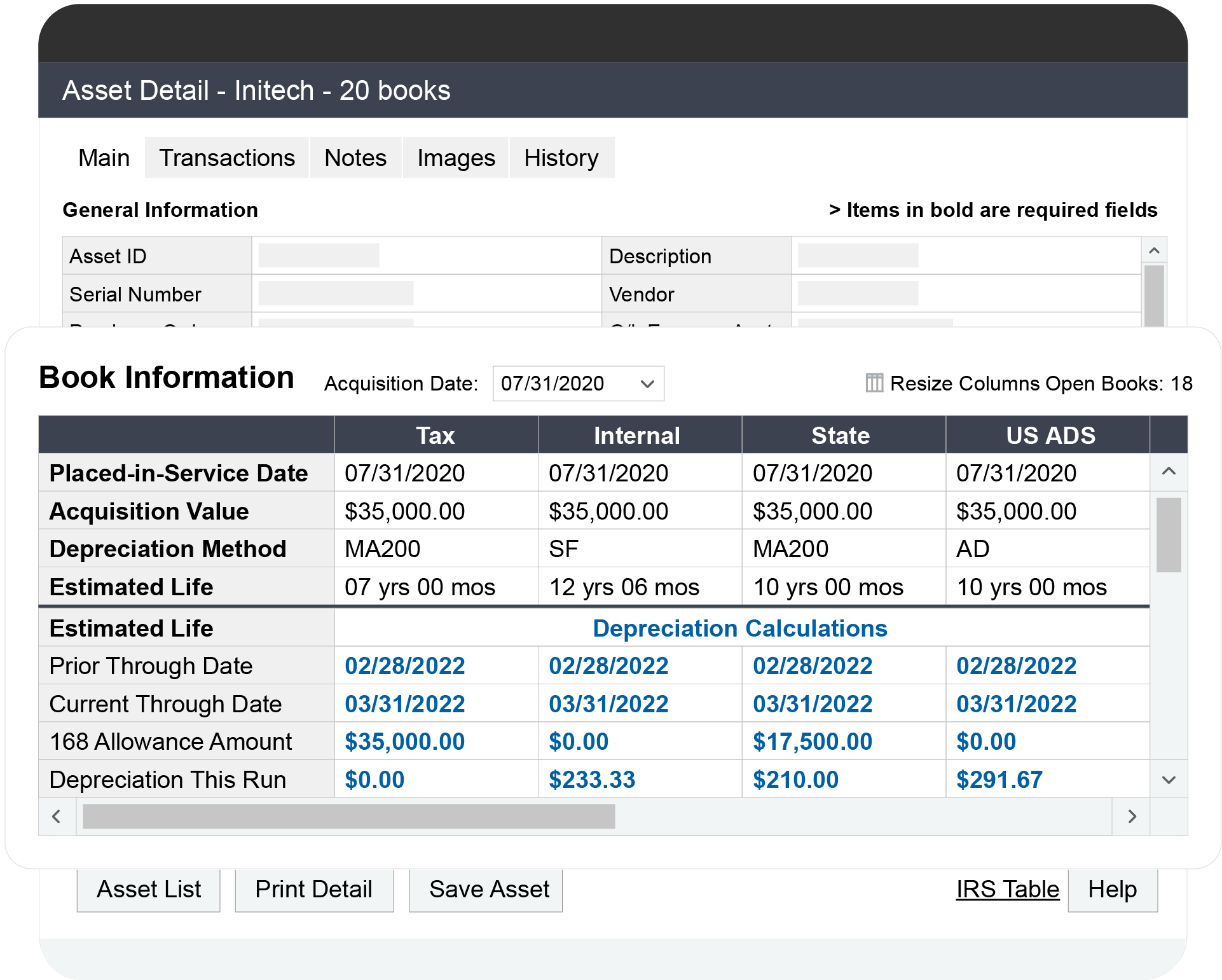 Sage Fixed Assets: Deprecation