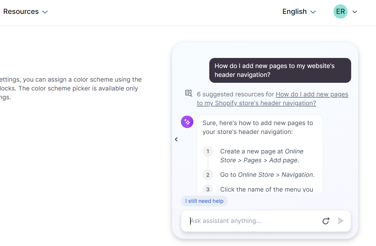 Shopify AI Help Assistant