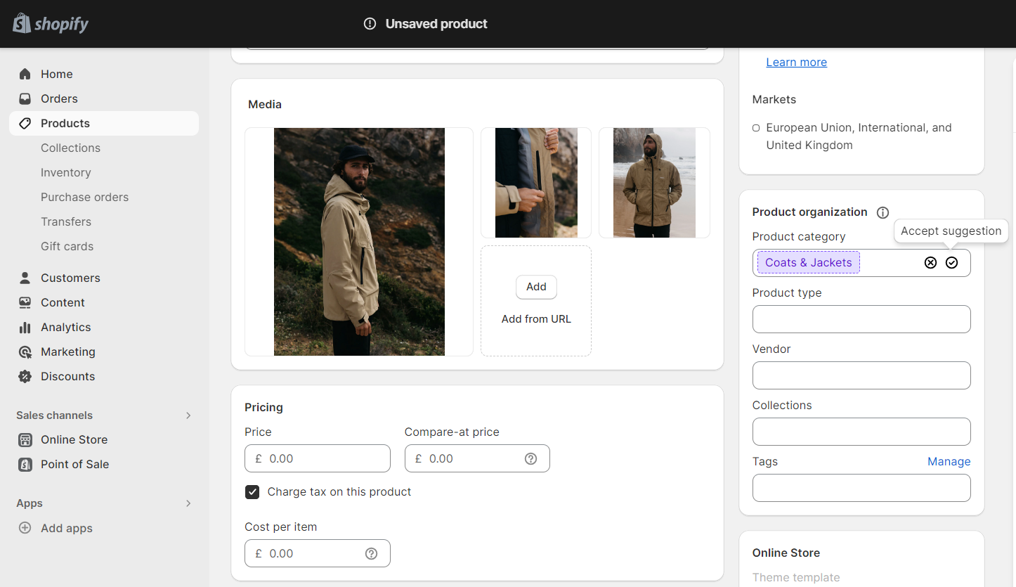 Shopify Automated Category Suggestions