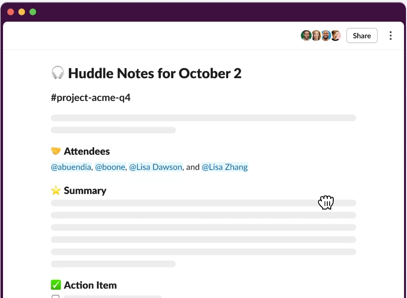 Slack Huddle Notes