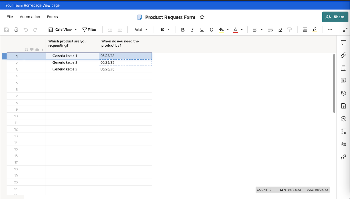 smartsheet request form