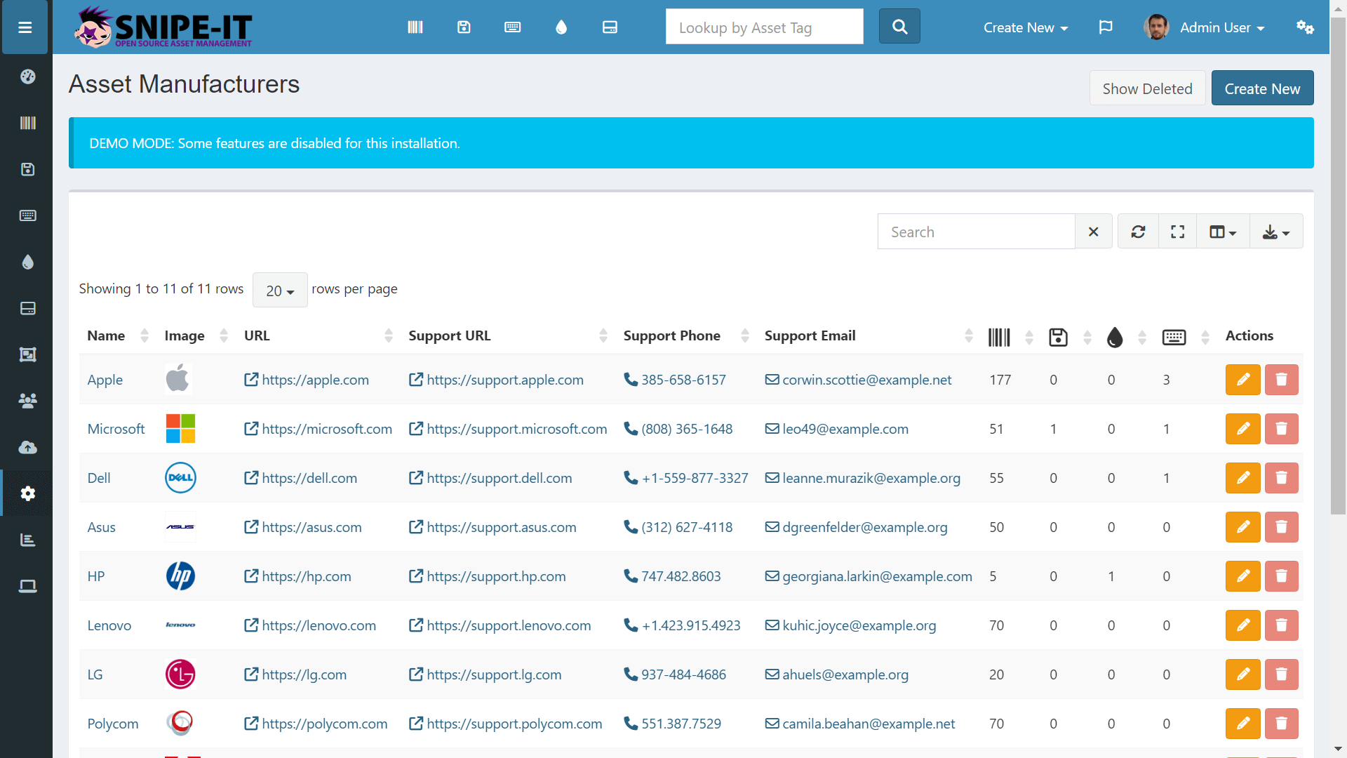 Snipe-IT even lets businesses list all the assets' manufacturers.