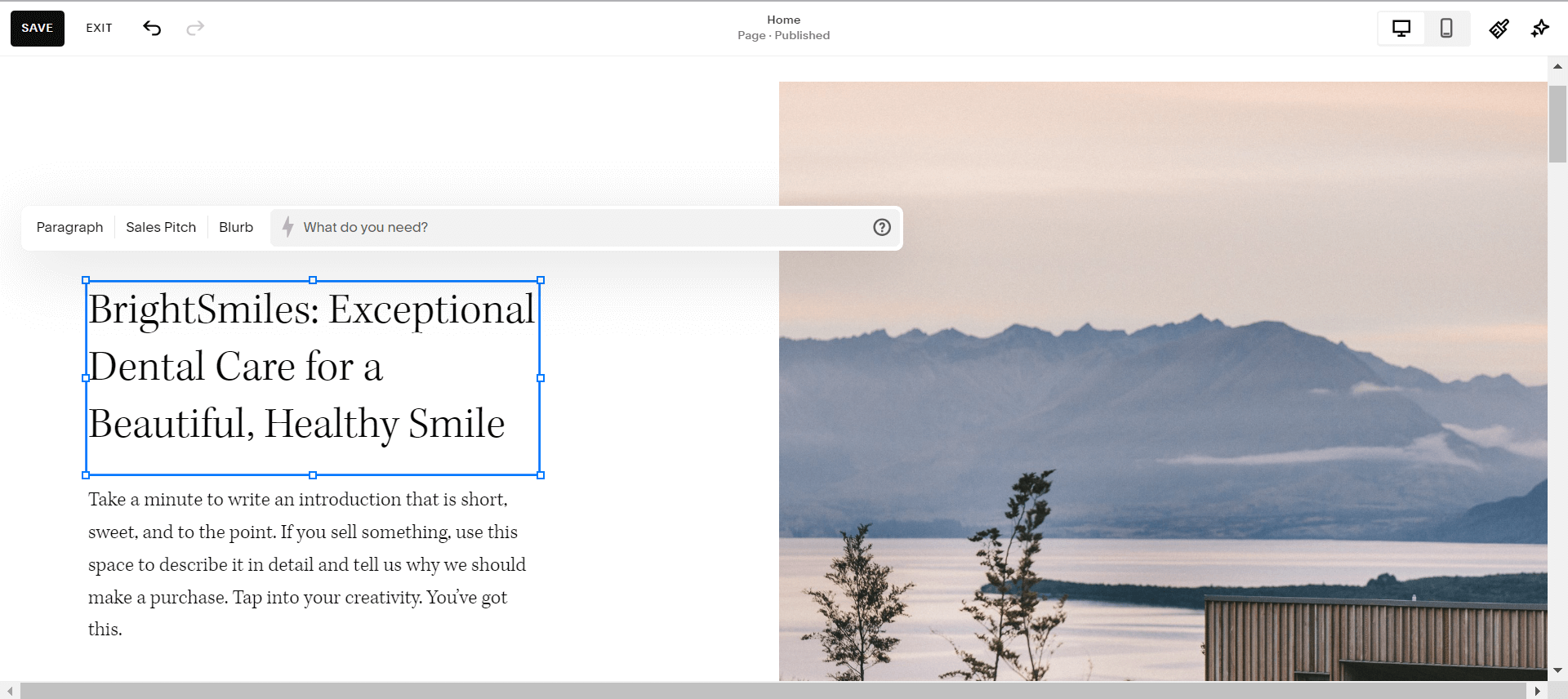 Squarespace offers AI text generation. Image: Tech.co