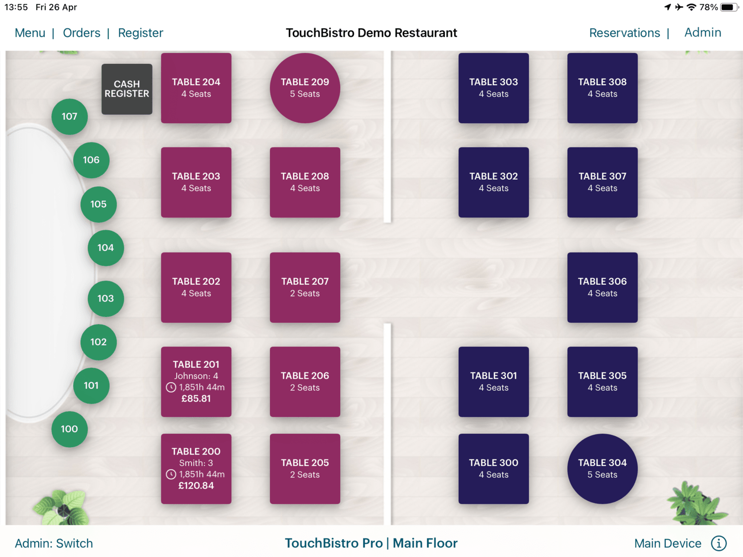 TouchBistro floor plan features