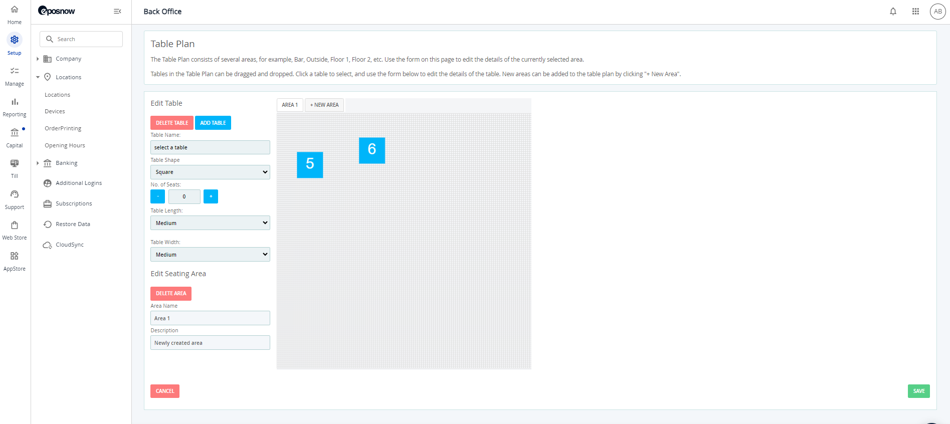 Epos Now table plan feature