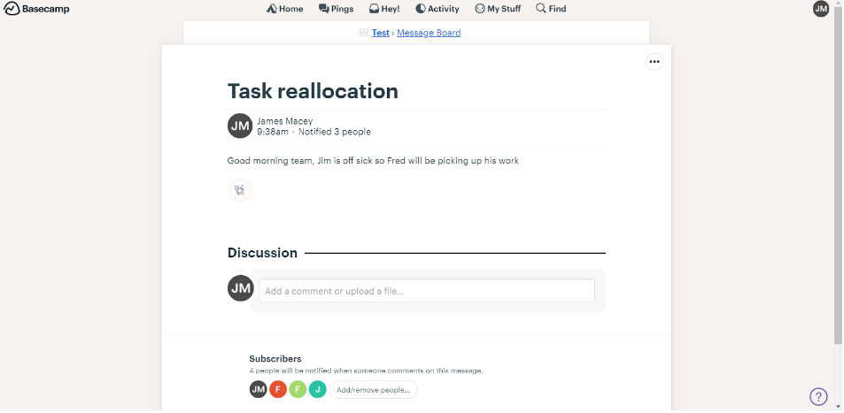 task re-allocation in basecamp