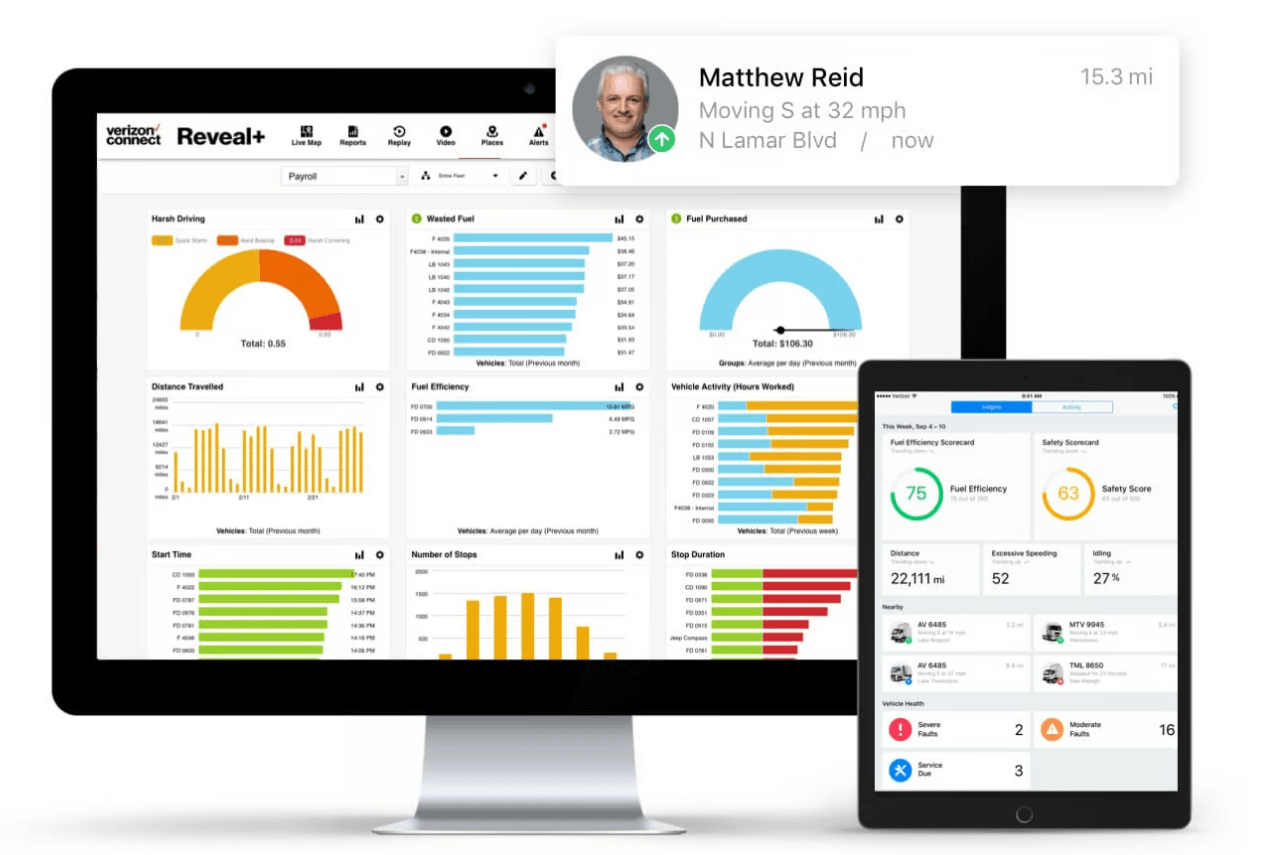 Verizon asset tracking charts