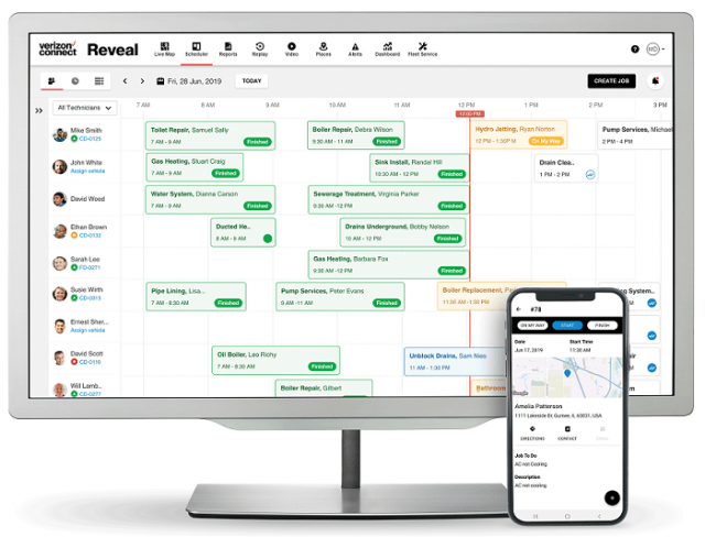 Verizon Connect Reveal Dispatch scheduling