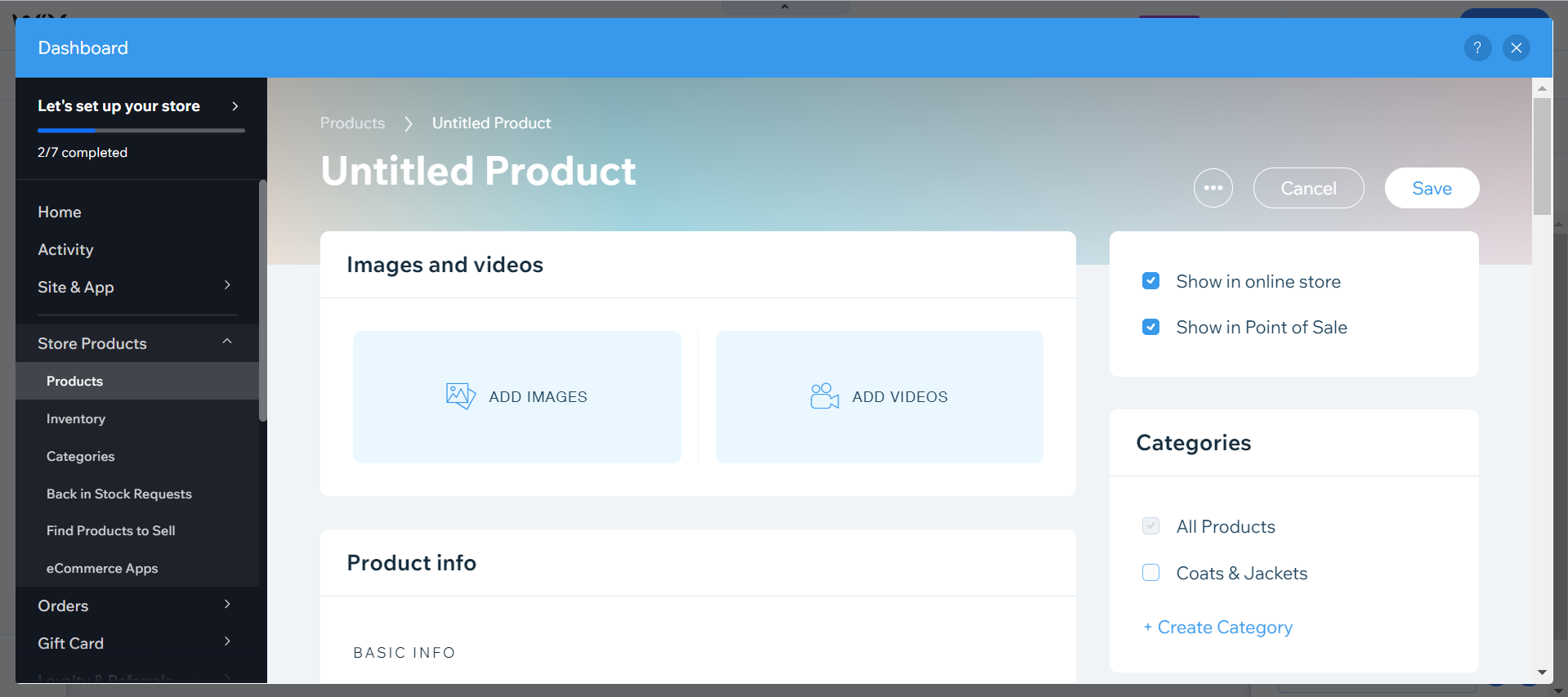 Wix Product Dashboard