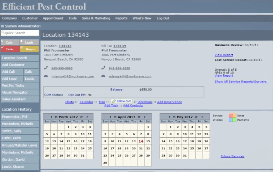 WorkWave Pestpac Location History