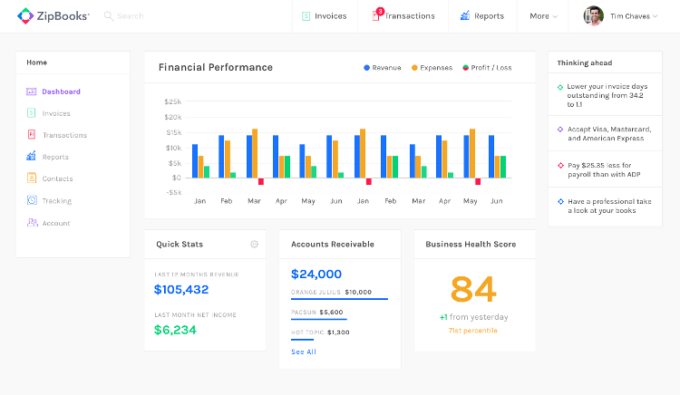 ZipBooks Interface