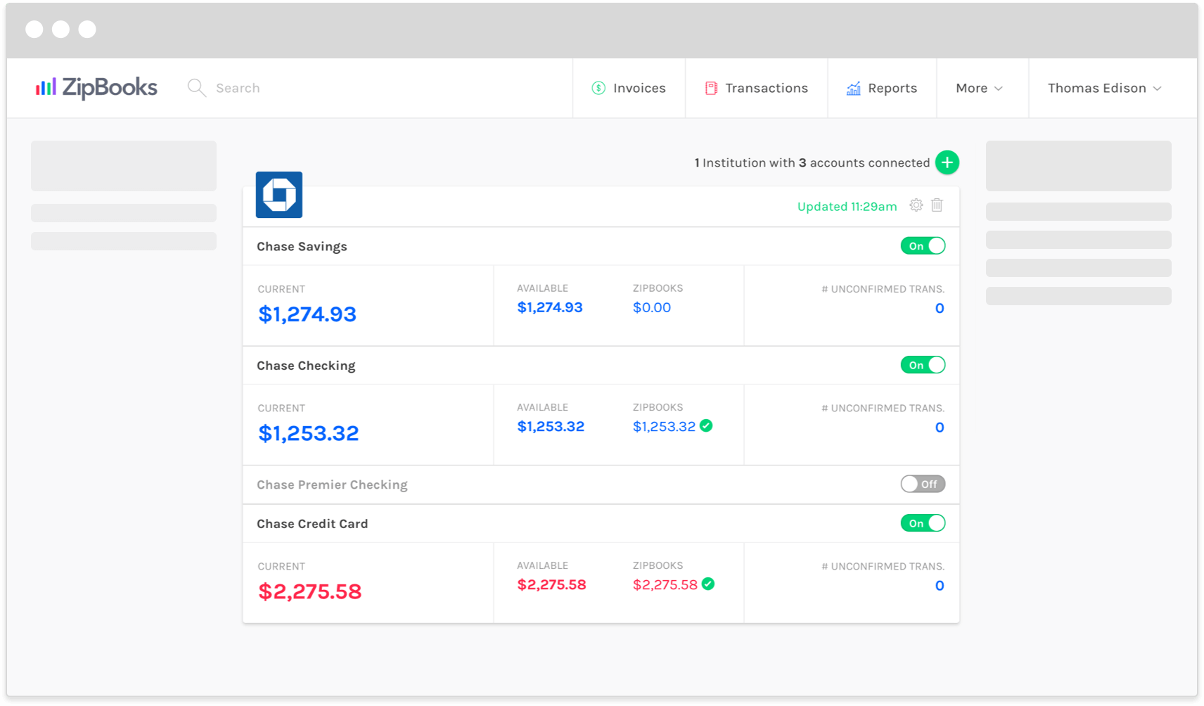 ZipBooks Interface