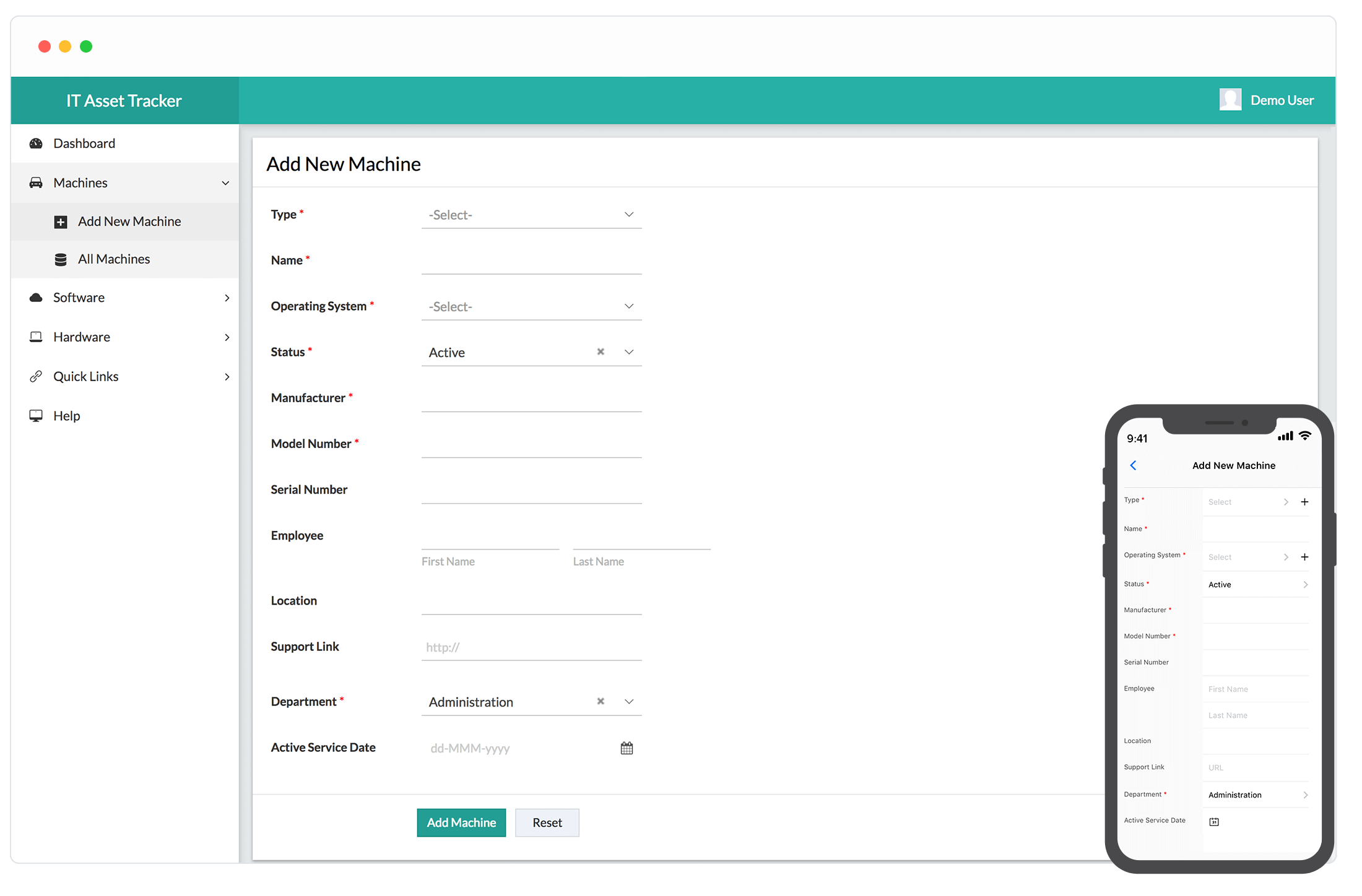 Zoho asset tracker: Add new machines