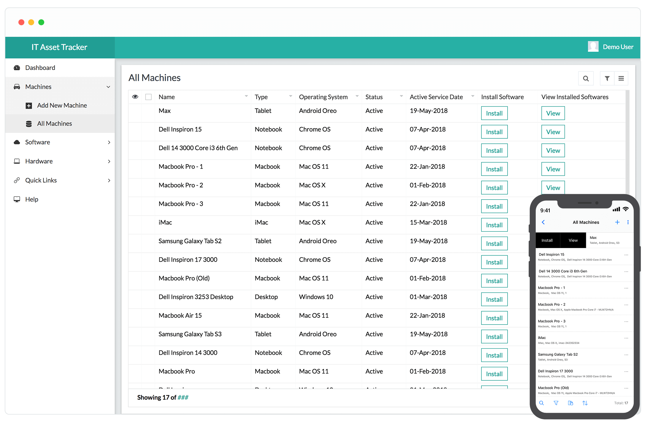 Zoho asset tracker all machines