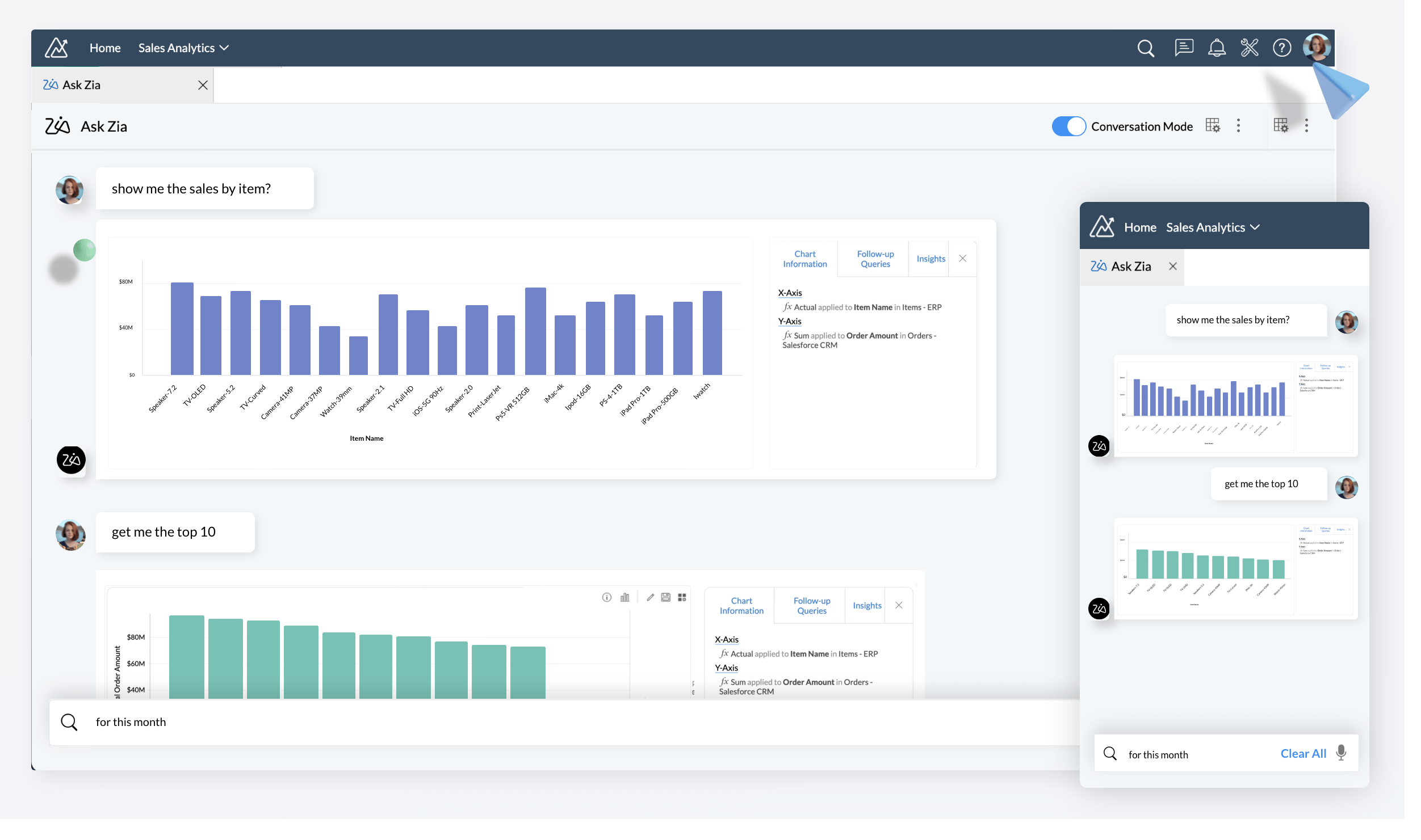 Zoho CRM Zia Analytics