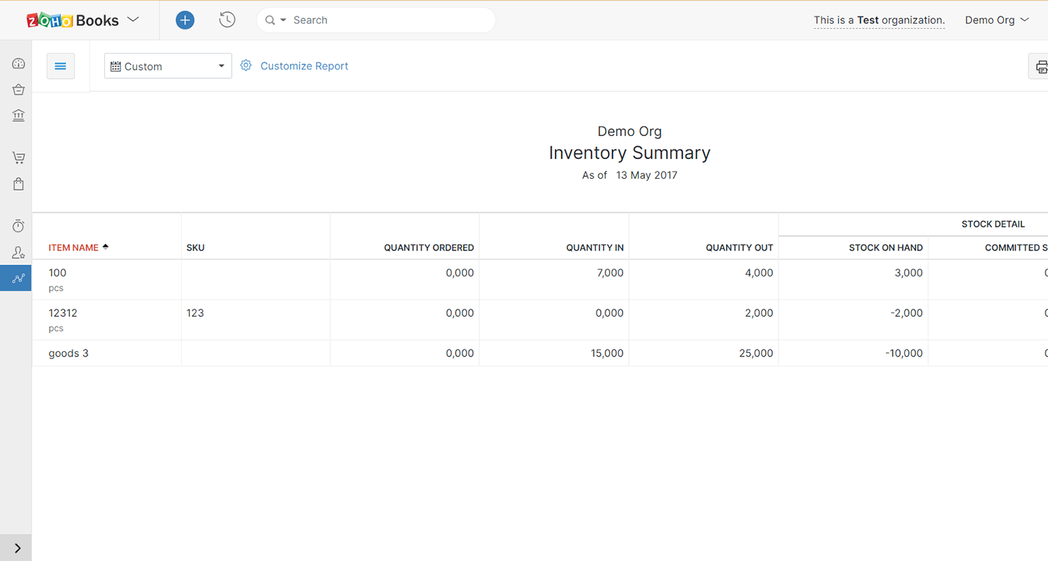 zoho books inventory