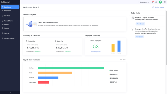 The Zoho Payroll Dashboard